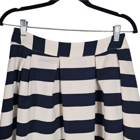Lucy Paris Navy Stripe A Line Midi Skirt Medium - Picture 2 of 6